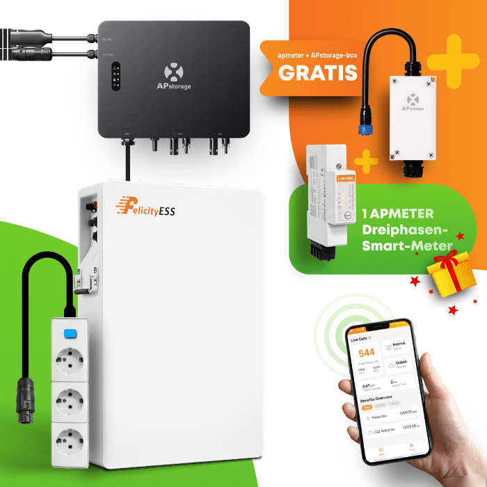 Balkonkraftwerk APsystems EZHI + Felicity 5,1 kWh